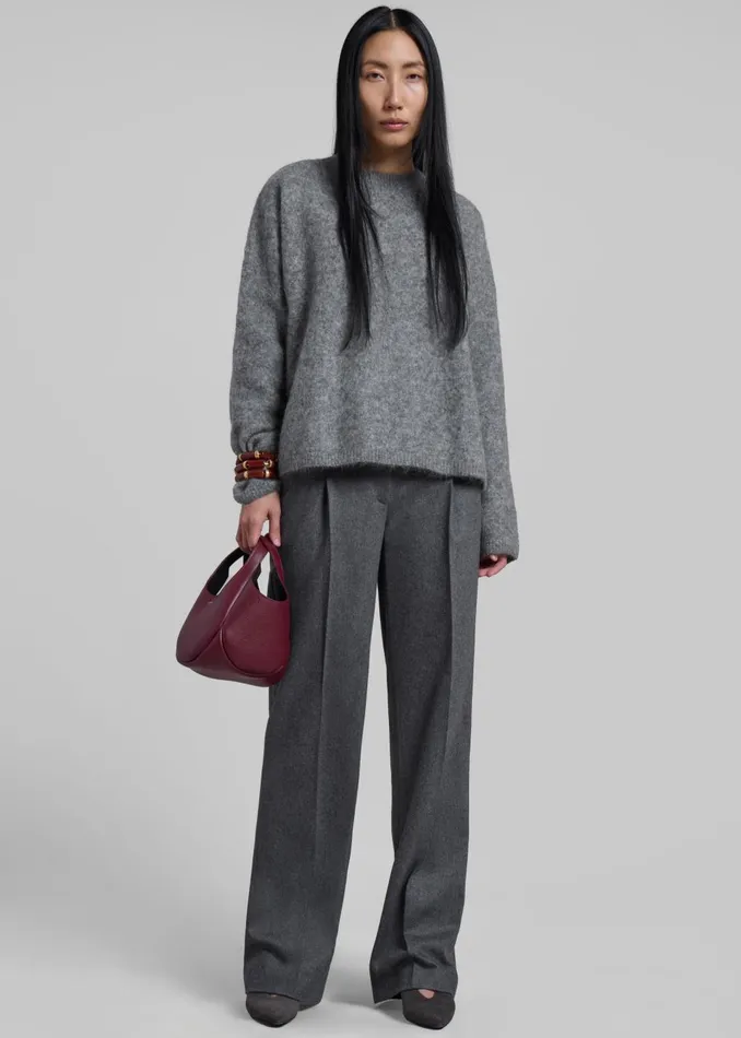 Women Loulou Studio Juno Flannel Trousers 8211 Grey The Frankie Shop Bottoms