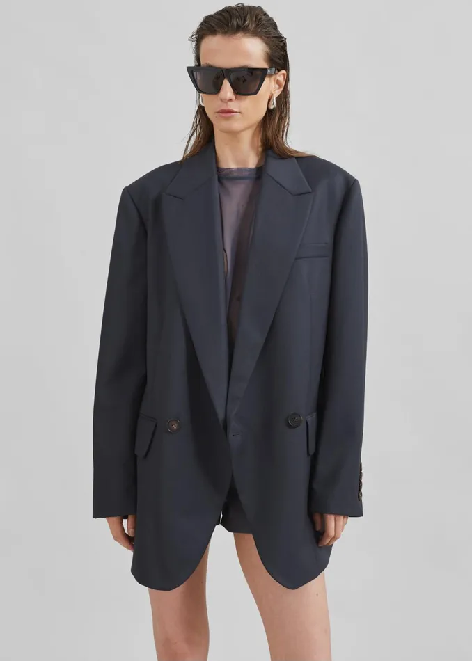 Women Low Classic Classic Double Blazer 8211 Blue Green The Frankie Shop Outerwear