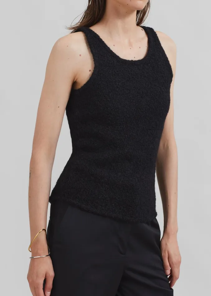 Women Low Classic Fluffy Sleeveless Knit Top 8211 Black The Frankie Shop Tops