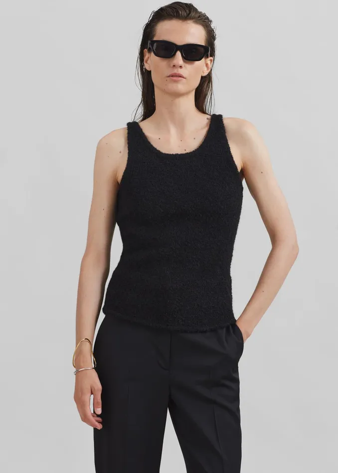 Women Low Classic Fluffy Sleeveless Knit Top 8211 Black The Frankie Shop Tops