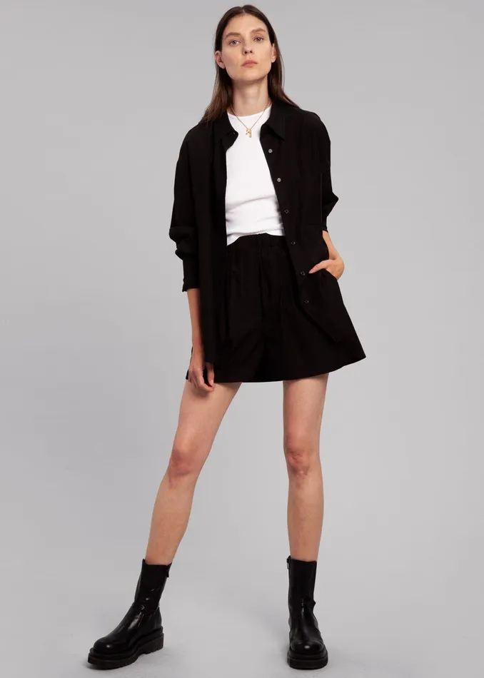 Women Lui Organic Cotton Boxer Short 8211 Black The Frankie Shop Bottoms
