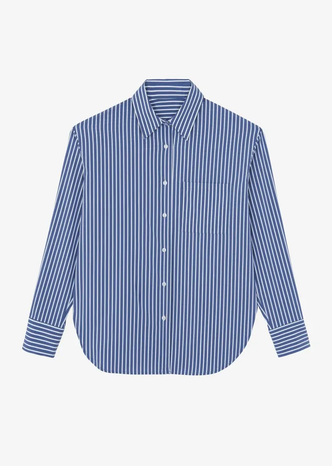 Women Lui Thin Stripe Shirt 8211 Navy Stripe The Frankie Shop Tops
