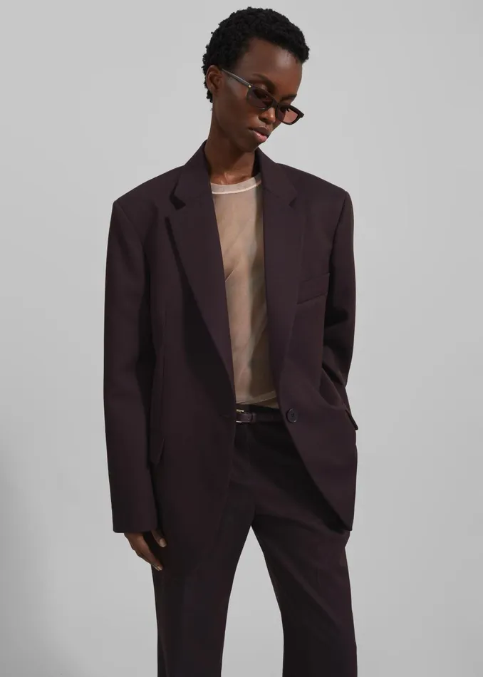 Women Lyra Oversized Blazer 8211 Dark Plum The Frankie Shop Outerwear