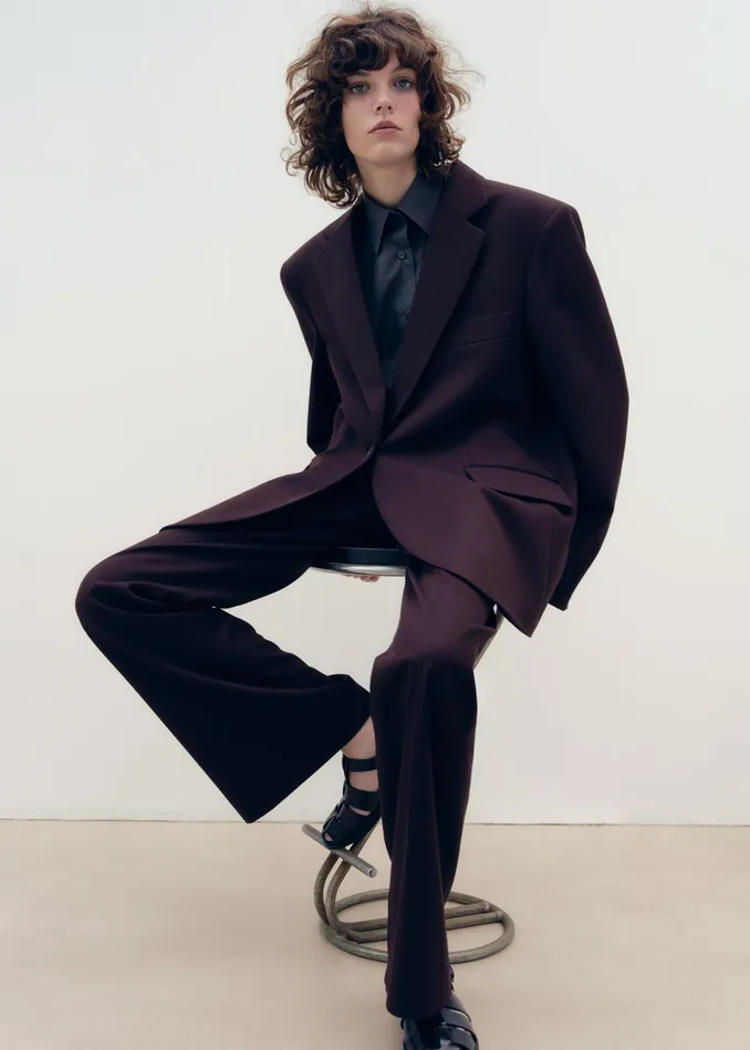 Women Lyra Oversized Blazer 8211 Dark Plum The Frankie Shop Outerwear
