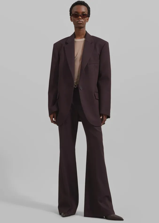 Women Lyra Oversized Blazer 8211 Dark Plum The Frankie Shop Outerwear