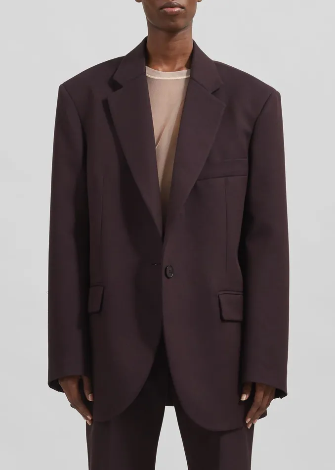 Women Lyra Oversized Blazer 8211 Dark Plum The Frankie Shop Outerwear