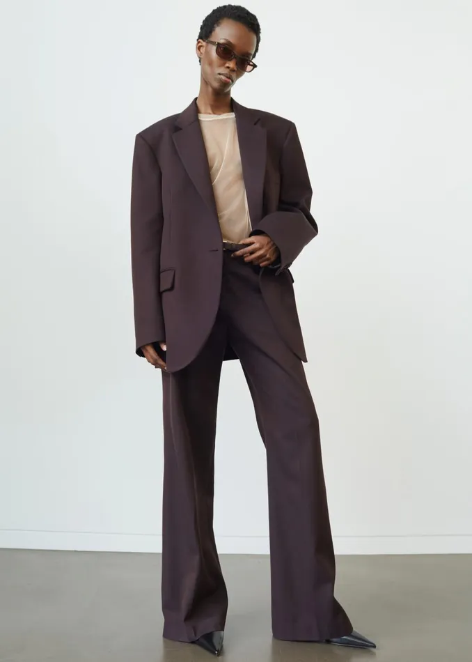 Women Lyra Oversized Blazer 8211 Dark Plum The Frankie Shop Outerwear