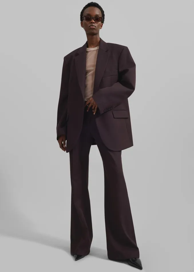 Women Lyra Oversized Blazer 8211 Dark Plum The Frankie Shop Outerwear