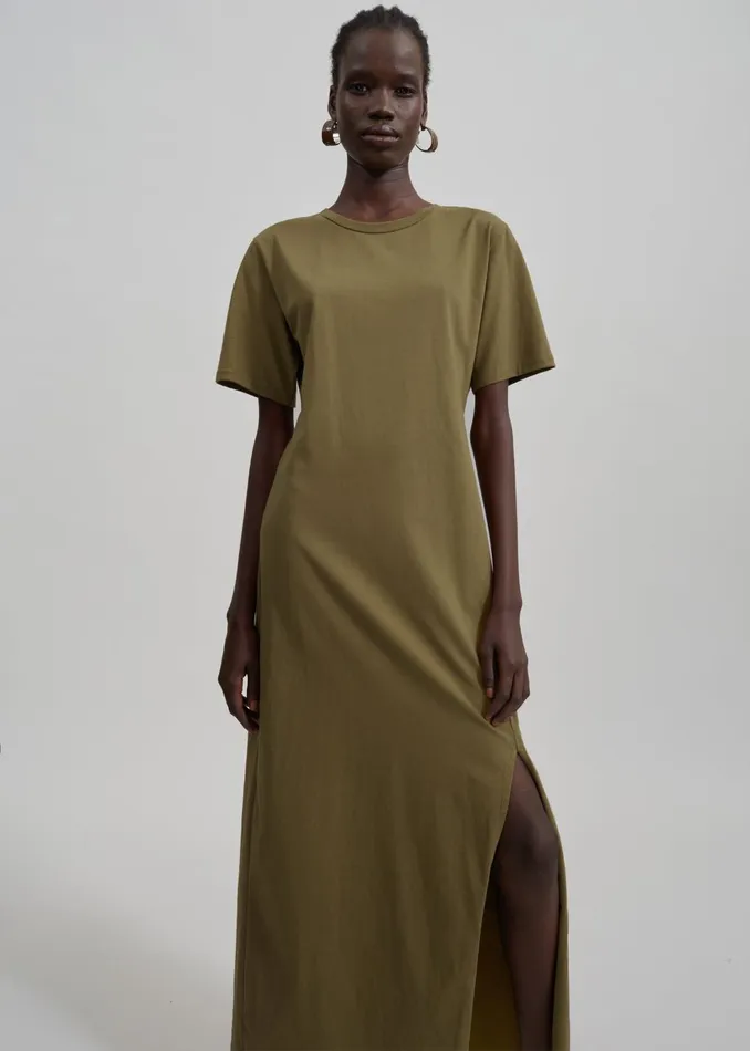 Women Marina Maxi Slit Dress 8211 Khaki The Frankie Shop Dresses