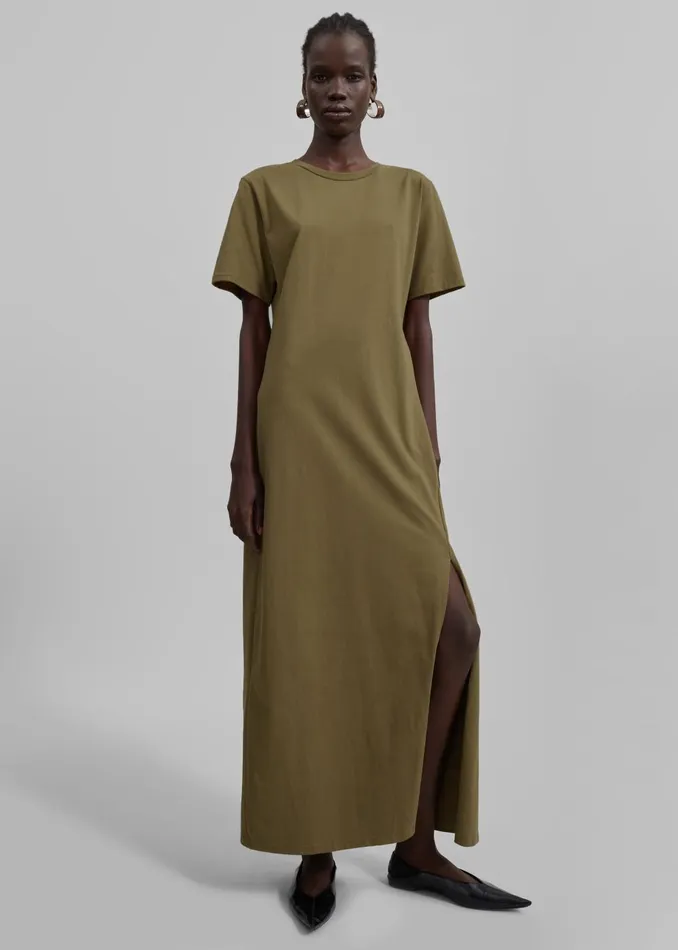 Women Marina Maxi Slit Dress 8211 Khaki The Frankie Shop Dresses