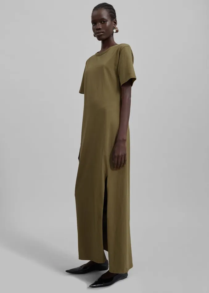 Women Marina Maxi Slit Dress 8211 Khaki The Frankie Shop Dresses