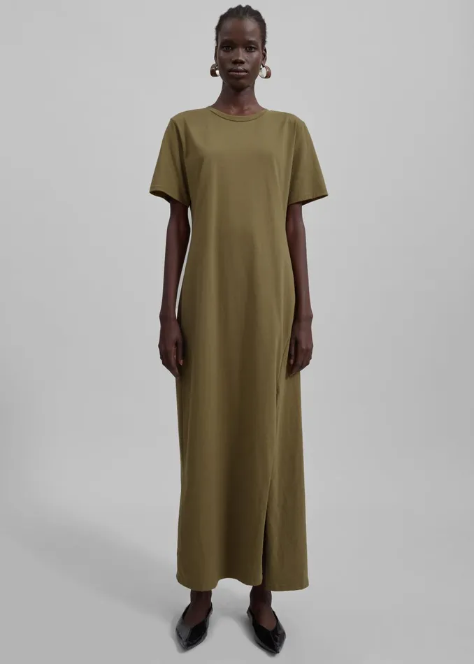 Women Marina Maxi Slit Dress 8211 Khaki The Frankie Shop Dresses