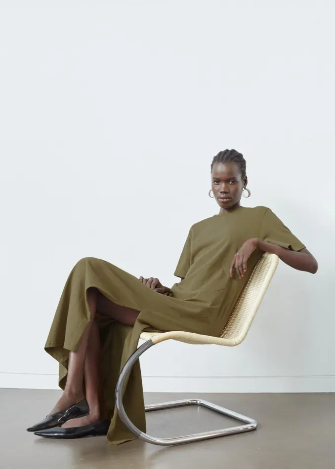 Women Marina Maxi Slit Dress 8211 Khaki The Frankie Shop Dresses