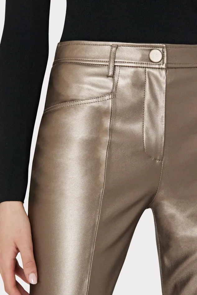 Women Matching Sets Milly Rue Vegan Leather Pants Silver Women Matching Sets Milly Rue Vegan Leather Pants Silver