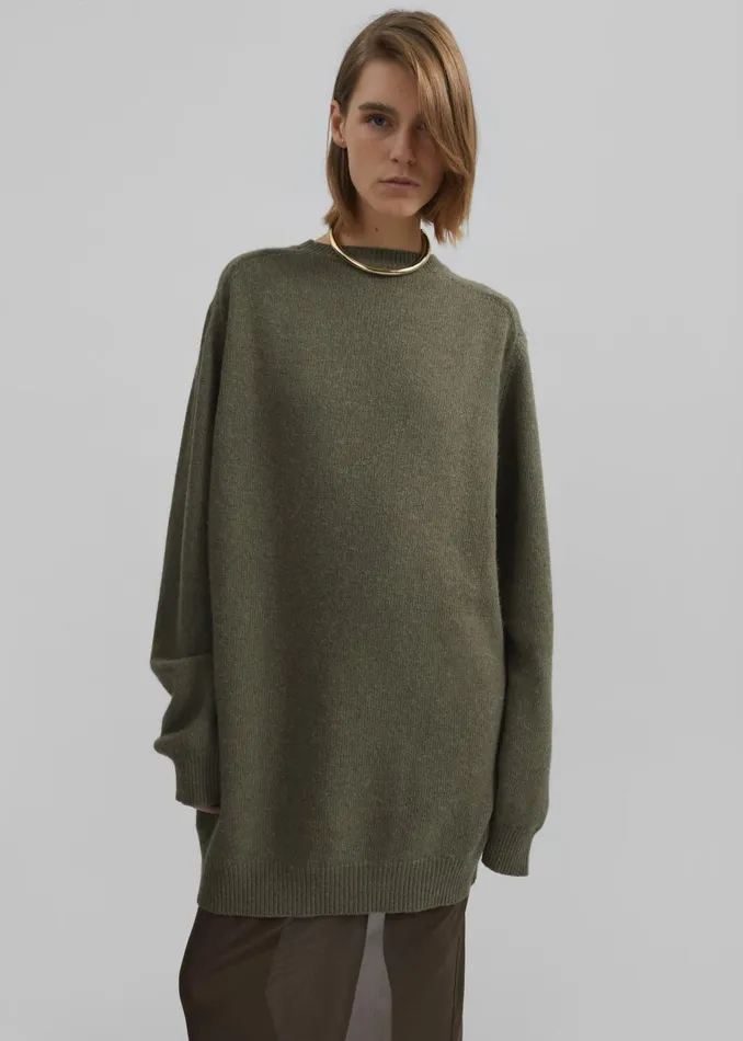 Women Maxine Knit Sweater Dress 8211 Khaki The Frankie Shop Knitwear