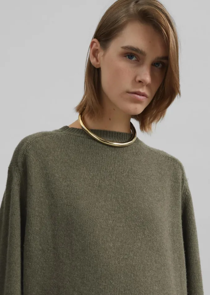 Women Maxine Knit Sweater Dress 8211 Khaki The Frankie Shop Knitwear