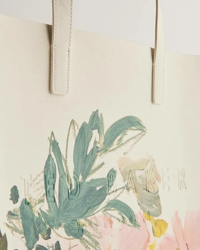 Women MEAICON 8211 Floral Print Large Icon Bag Cream Ted Baker Tote Bags
