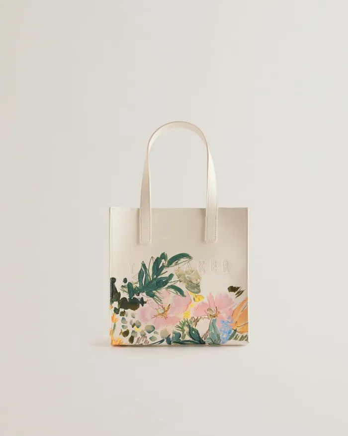 Women MEAKON 8211 Painted Floral Print Small Icon Bag Cream Ted Baker Tote Bags