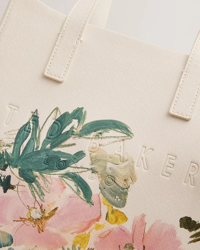 Women MEAKON 8211 Painted Floral Print Small Icon Bag Cream Ted Baker Tote Bags