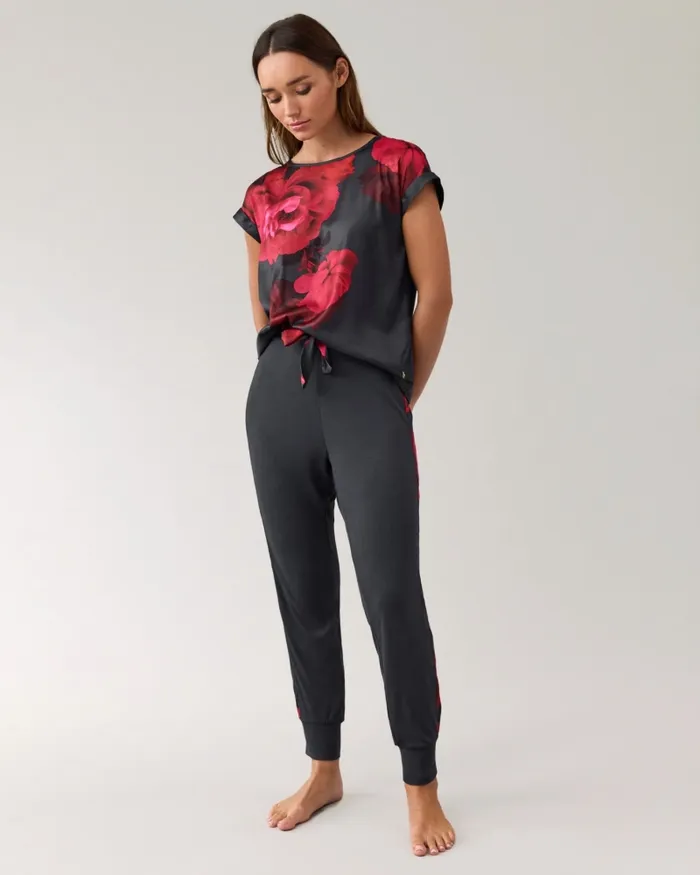 Women MEEYLA 8211 Floral Satin Panel Jersey Pyjama Set Deeppink Ted Baker Lingerie and Pyjamas Women MEEYLA 8211 Floral Satin Panel Jersey Pyjama Set Deeppink Ted Baker Lingerie and Pyjamas
