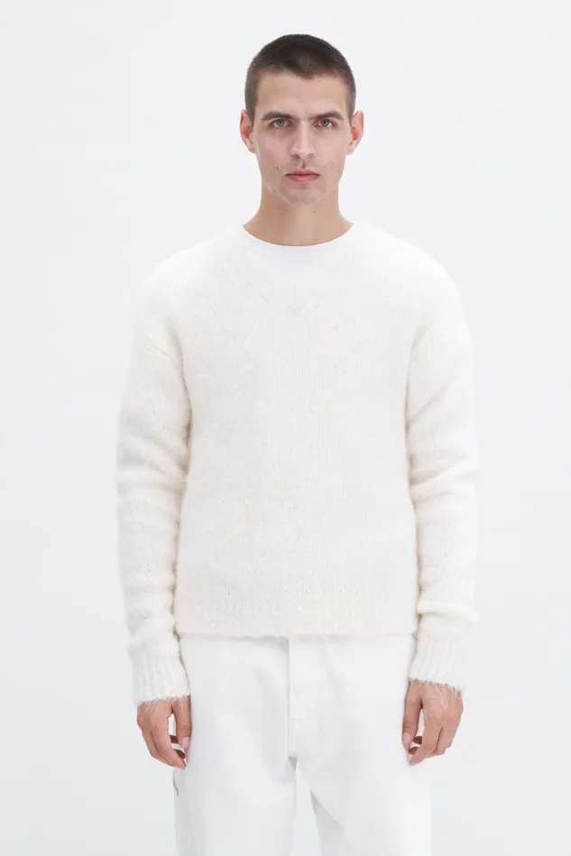 WomenMen Soft Alpaca VNeck Sweater Cream White Filippa K Knitwear