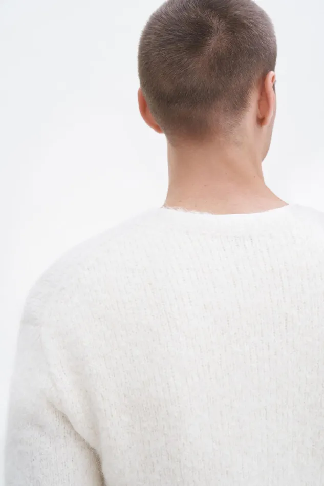 WomenMen Soft Alpaca VNeck Sweater Cream White Filippa K Knitwear