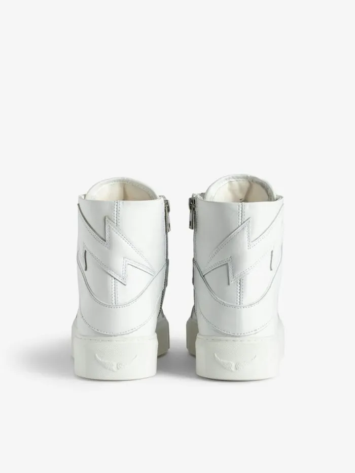 WomenMen Zadig and Voltaire Sneakers ZV1747 High Flash HighTop Platform Sneakers White