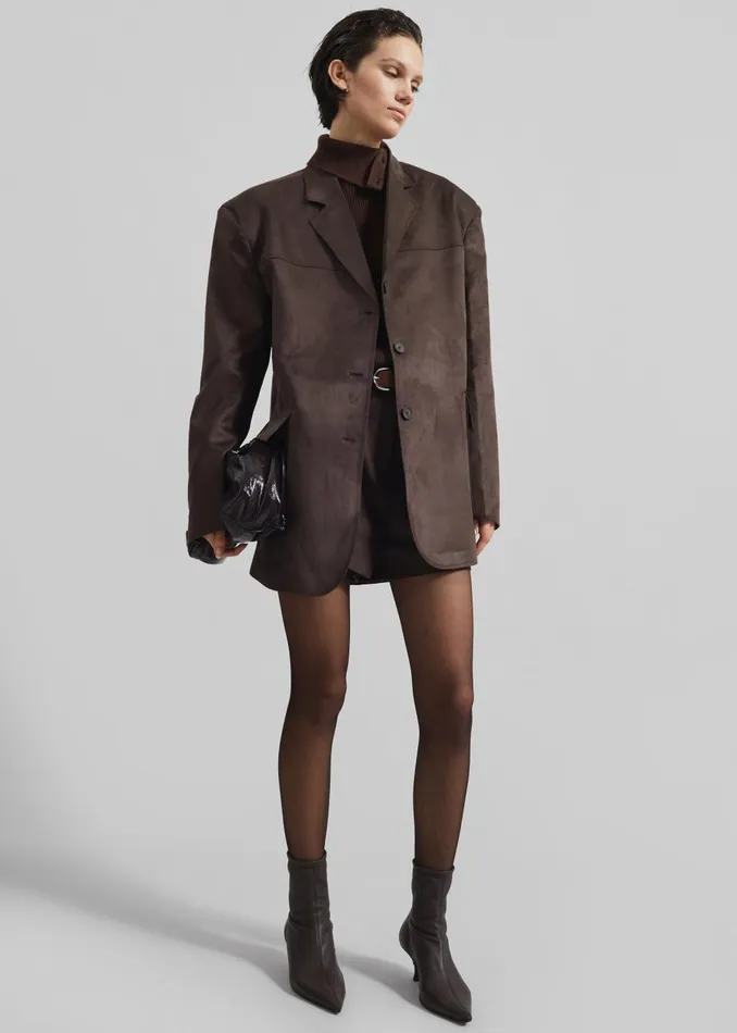 Women Merida Faux Suede Blazer 8211 Brown The Frankie Shop Outerwear