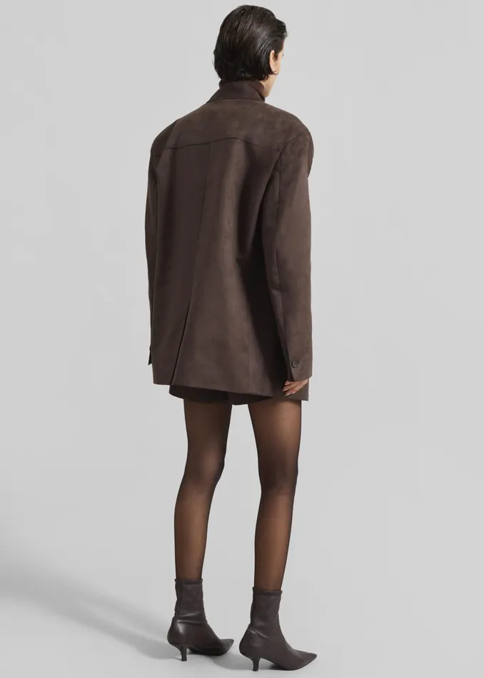 Women Merida Faux Suede Blazer 8211 Brown The Frankie Shop Outerwear