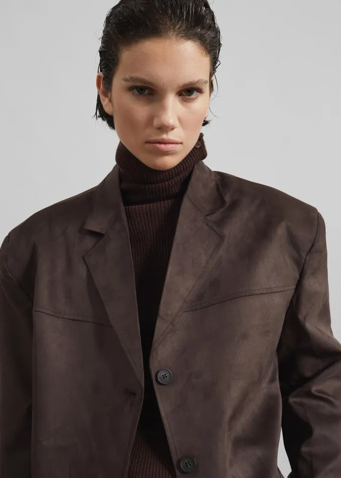 Women Merida Faux Suede Blazer 8211 Brown The Frankie Shop Outerwear