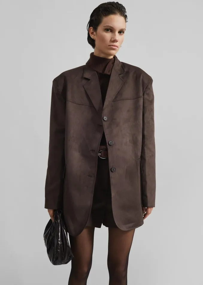 Women Merida Faux Suede Blazer 8211 Brown The Frankie Shop Outerwear