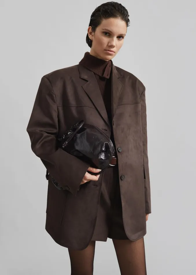 Women Merida Faux Suede Blazer 8211 Brown The Frankie Shop Outerwear