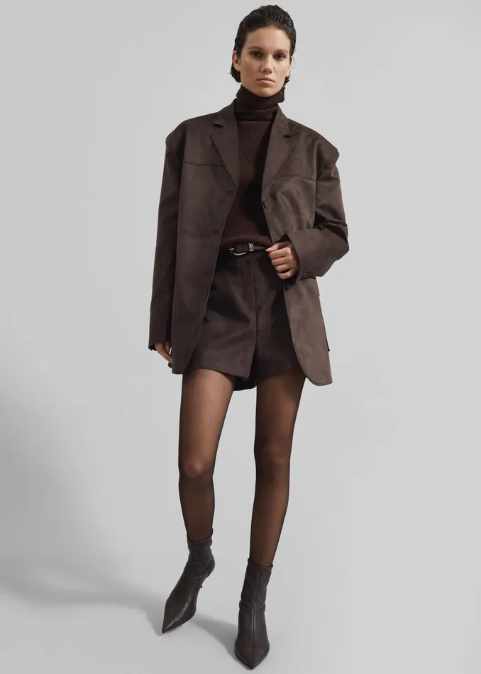 Women Merida Faux Suede Blazer 8211 Brown The Frankie Shop Outerwear