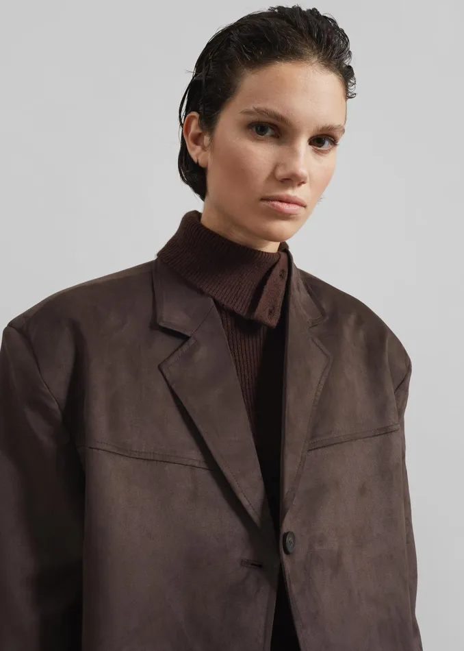 Women Merida Faux Suede Blazer 8211 Brown The Frankie Shop Outerwear