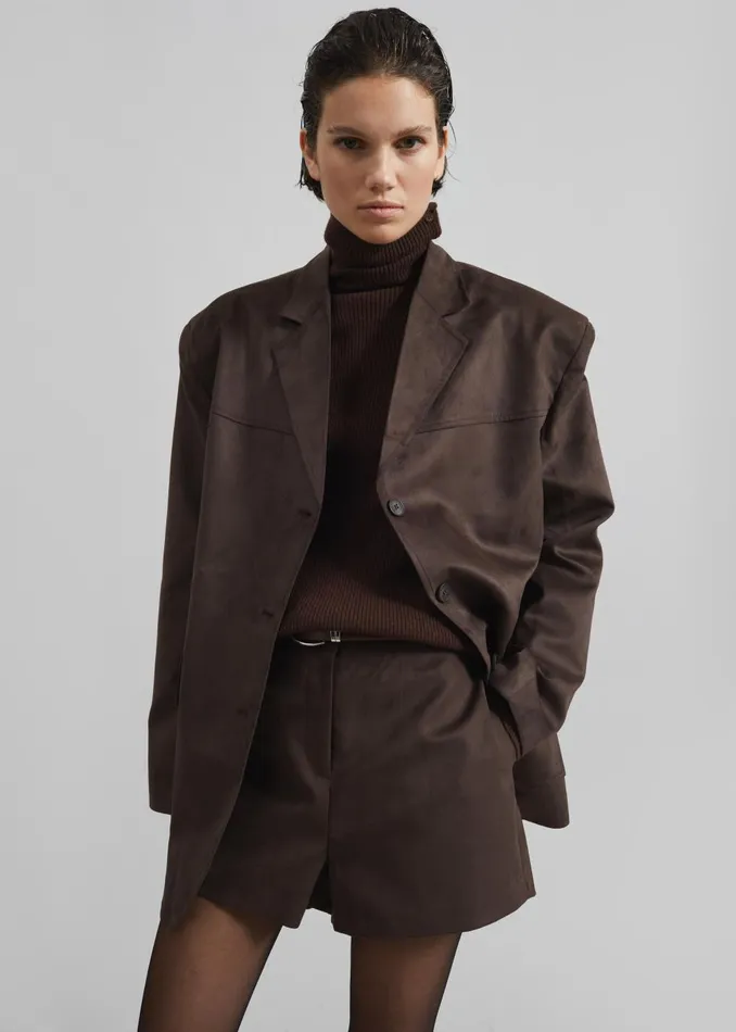 Women Merida Faux Suede Blazer 8211 Brown The Frankie Shop Outerwear