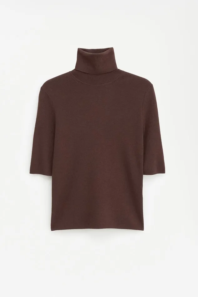 Women Merino Elbow Sleeve Top Mocha Filippa K Knitwear