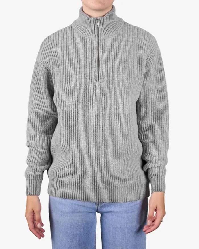 Women Merino Quarter Zip Ivory White Colorful Standard Knit Sweaters