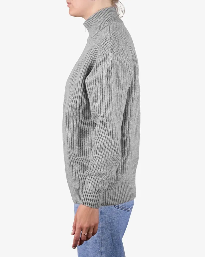 Women Merino Quarter Zip Ivory White Colorful Standard Knit Sweaters
