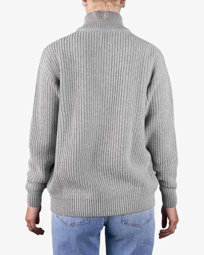 Women Merino Quarter Zip Ivory White Colorful Standard Knit Sweaters