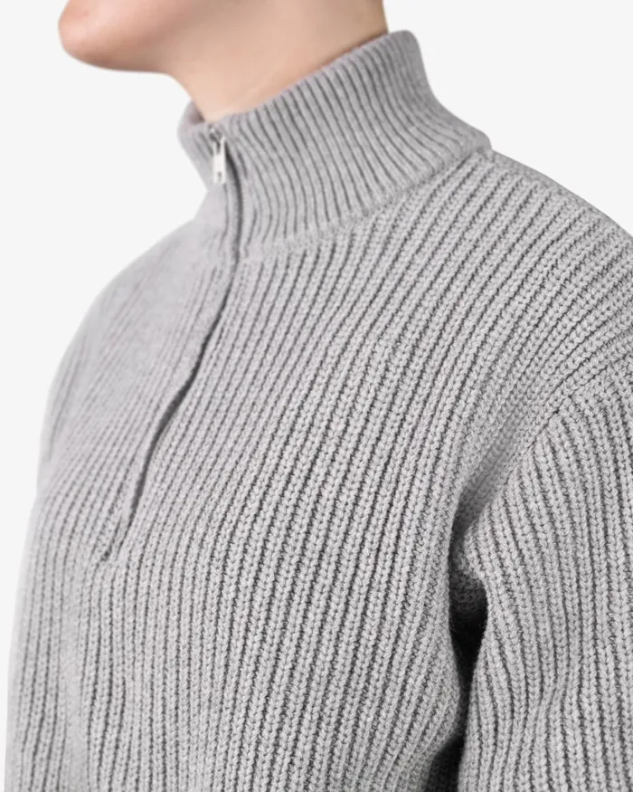 Women Merino Quarter Zip Ivory White Colorful Standard Knit Sweaters