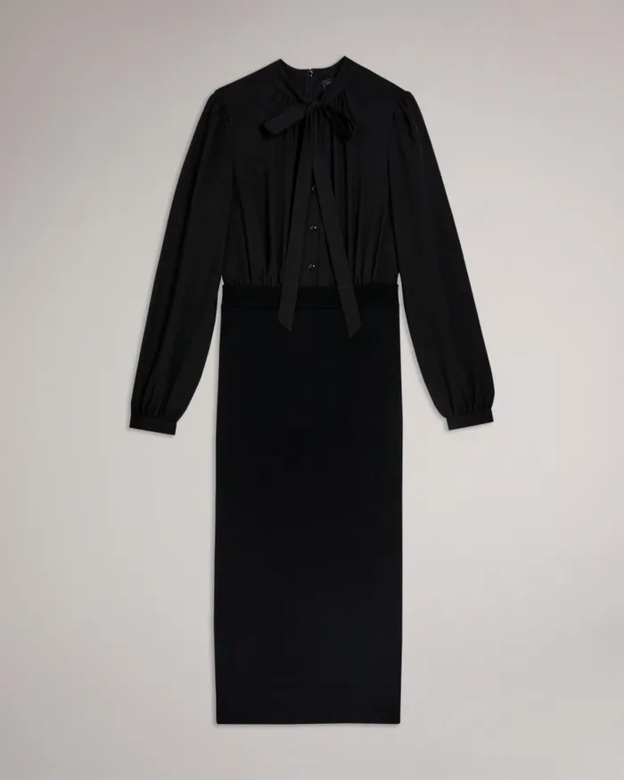 Women MERSEA 8211 Midi Pencil Dress With Knit Skirt Black Ted Baker Dresses