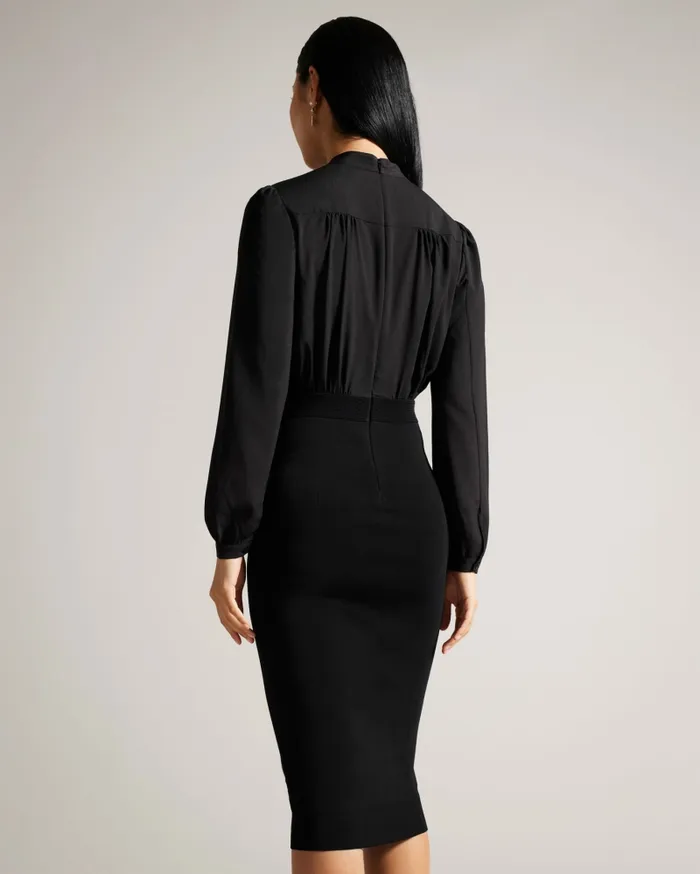 Women MERSEA 8211 Midi Pencil Dress With Knit Skirt Black Ted Baker Dresses Women MERSEA 8211 Midi Pencil Dress With Knit Skirt Black Ted Baker Dresses