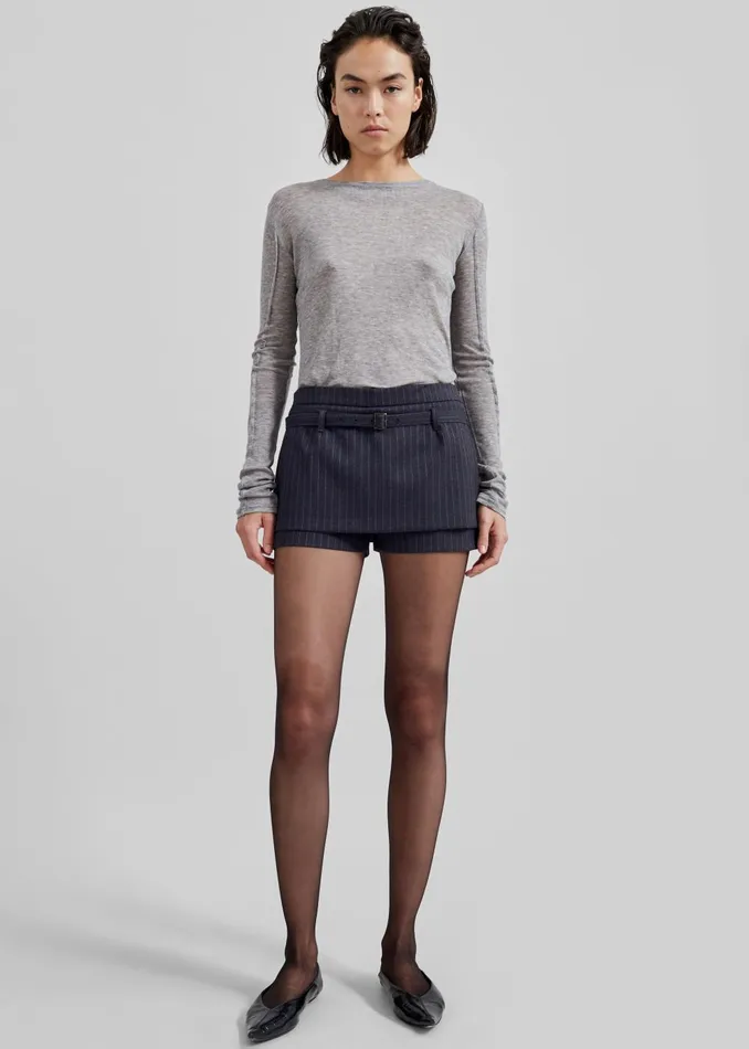 Women Mesa Sheer Long Sleeve Tee 8211 Grey The Frankie Shop Tops