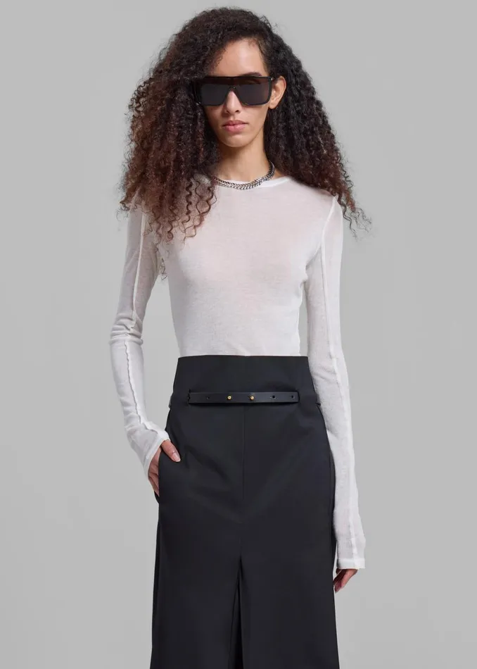 Women Mesa Sheer Long Sleeve Tee 8211 White The Frankie Shop Tops