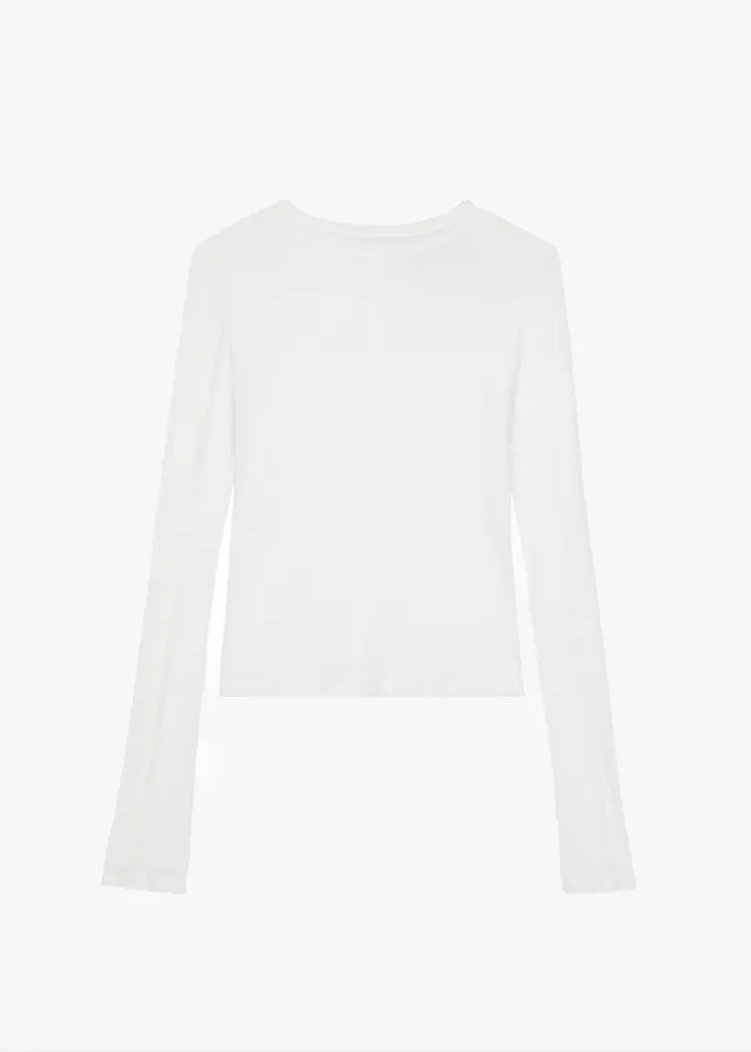 Women Mesa Sheer Long Sleeve Tee 8211 White The Frankie Shop Tops