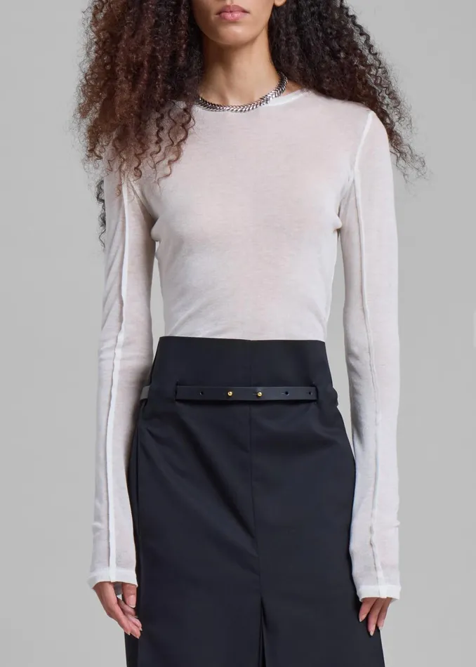 Women Mesa Sheer Long Sleeve Tee 8211 White The Frankie Shop Tops