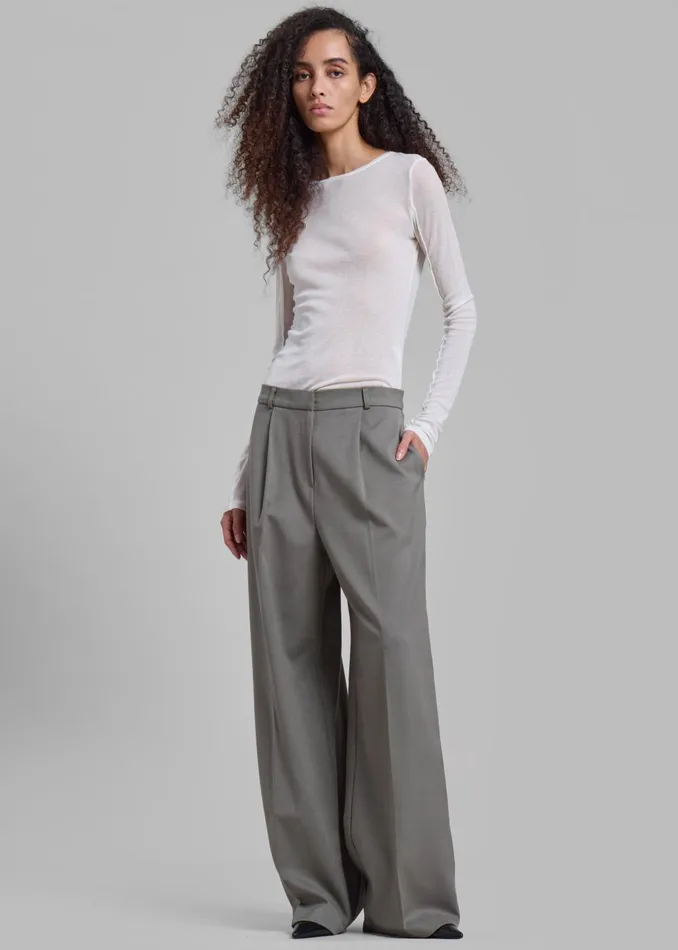 Women Mesa Sheer Long Sleeve Tee 8211 White The Frankie Shop Tops