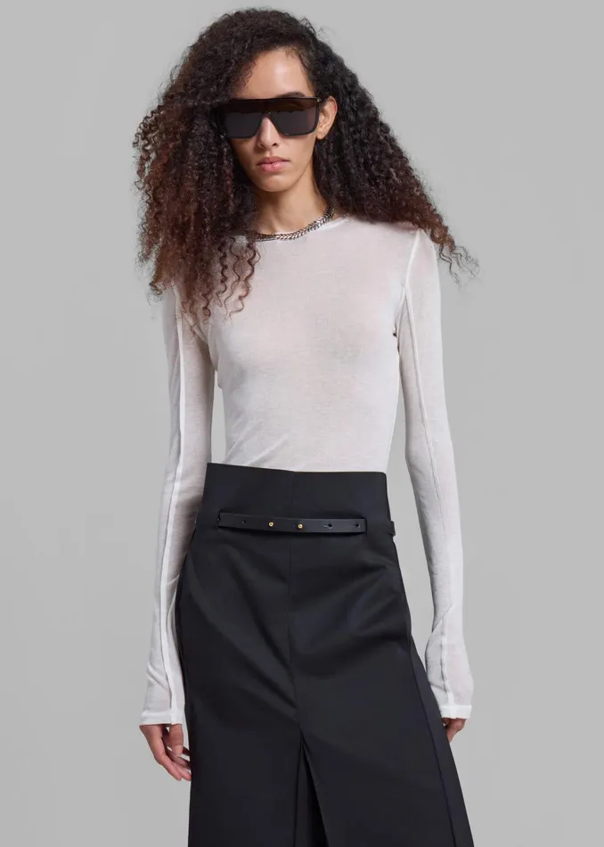 Women Mesa Sheer Long Sleeve Tee 8211 White The Frankie Shop Tops