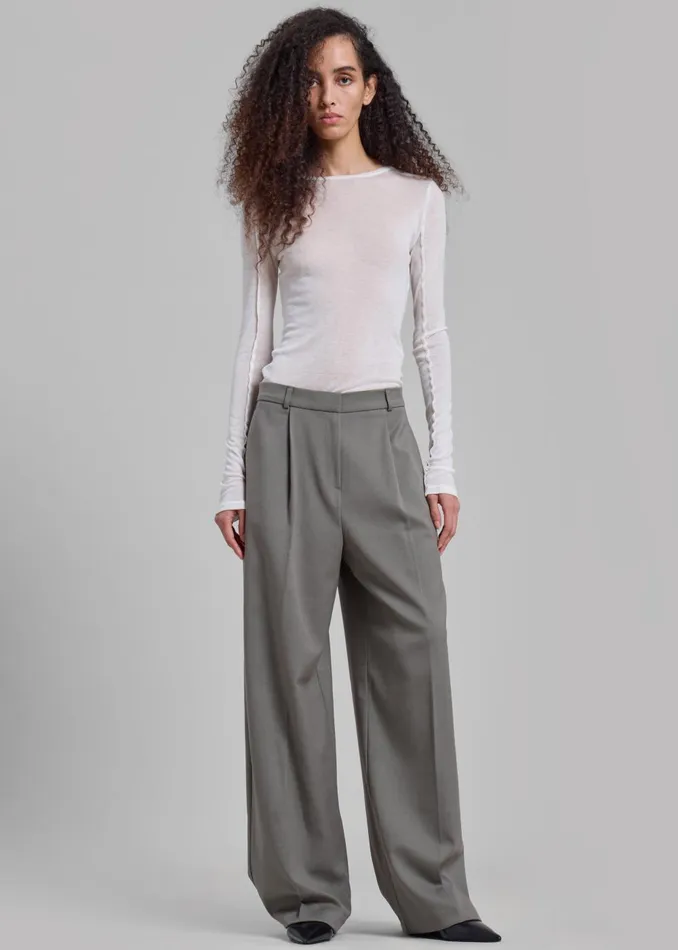Women Mesa Sheer Long Sleeve Tee 8211 White The Frankie Shop Tops