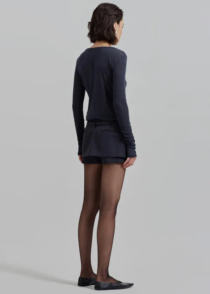Women Micka Belted Skort 8211 CharcoalWhite Pinstripe The Frankie Shop Bottoms